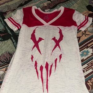 Women's Red and White Graphic Tee